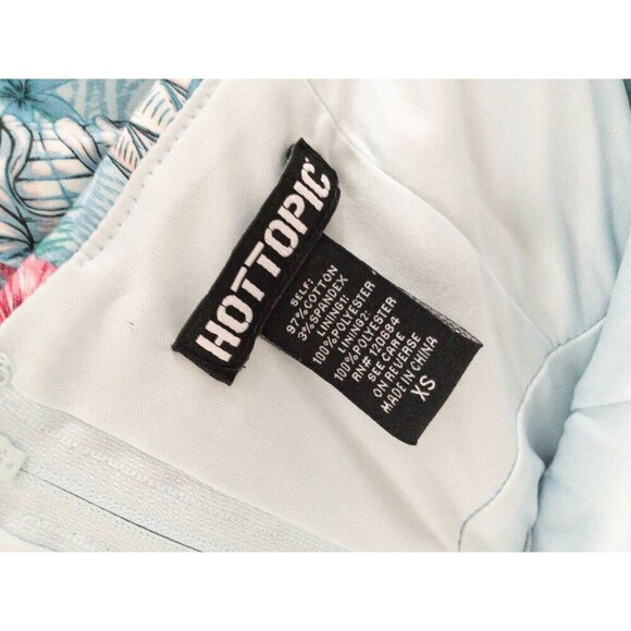 Hot Topic Blue Floral Tiki Swing Dress Retro Hawaiian Tropical SZ XS - Picture 10 of 11